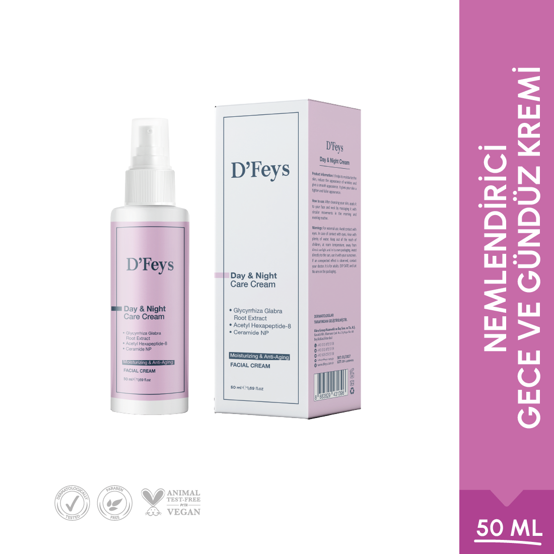 Nemlendirici ve Yaşlanma Karşıtı Gece ve Gündüz Kremi 50 ml