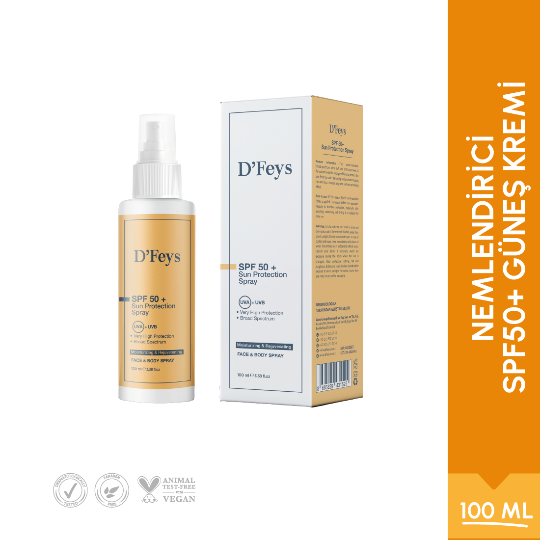 Nemlendirici ve Yenileyici Güneş Kremi SPF50+ (Yüz ve Vücut) 100 ml