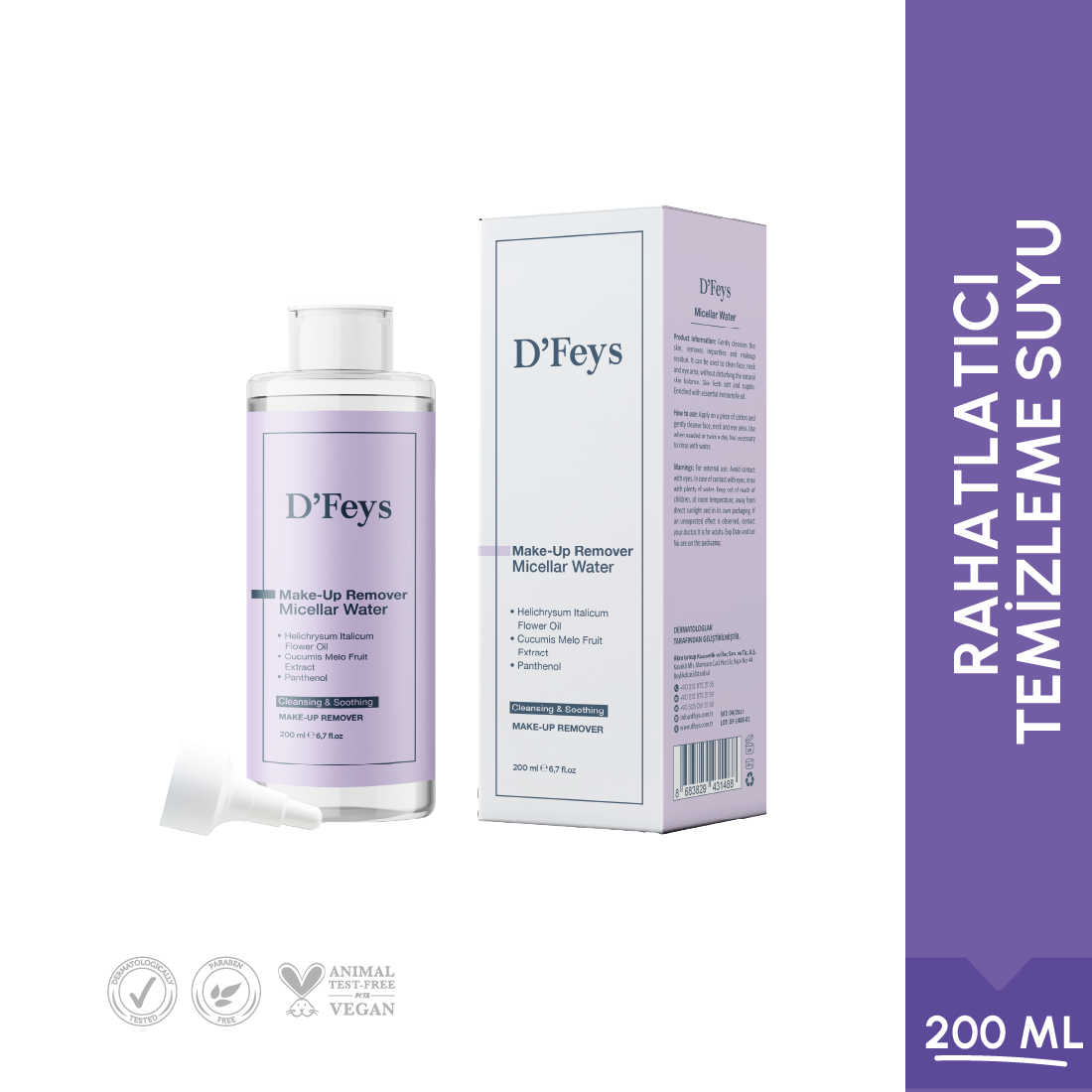 Temizleyici ve Rahatlatıcı Makyaj Temizleme Suyu 200 ml